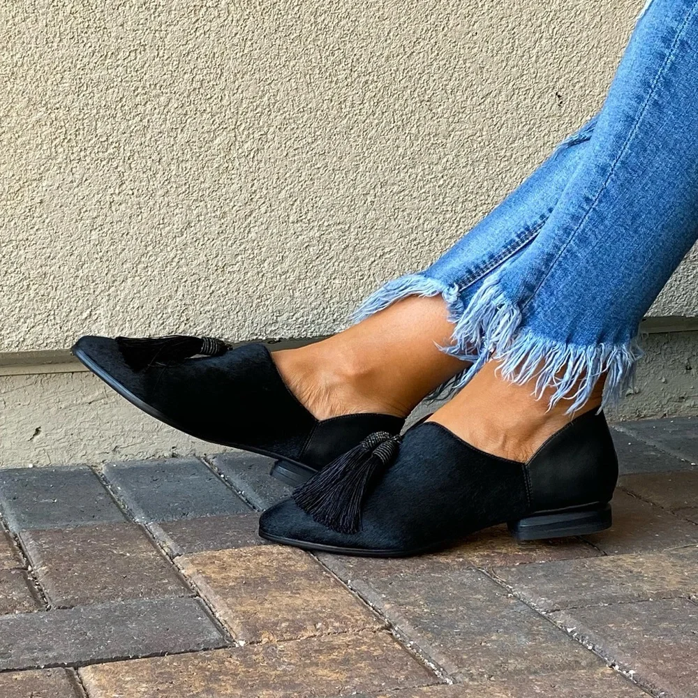 Anthropologie Black Tassel Loafers